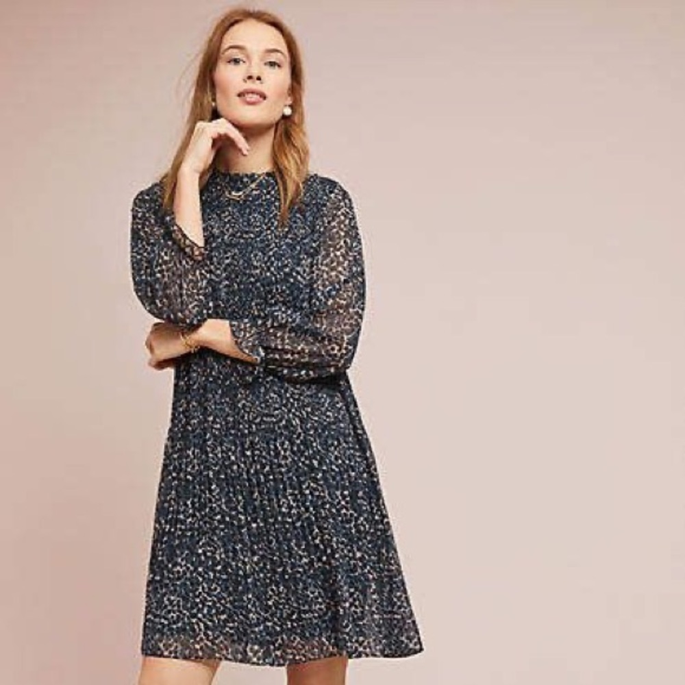Anthropologie x Seen Worn Kept Pleated Leopard Print Swing Dress (6)